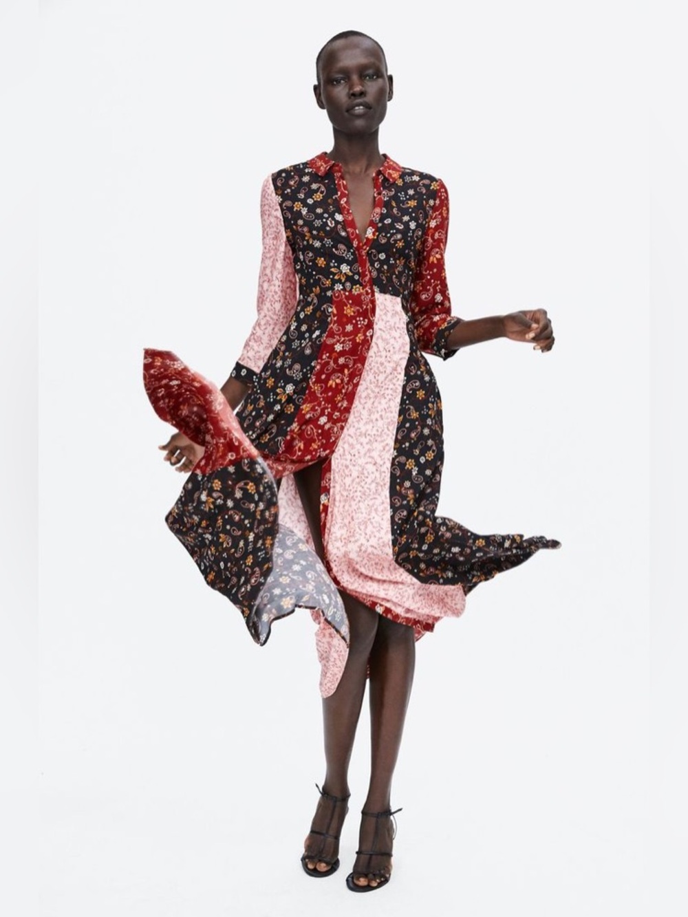 ZARA Patchwork long boho dress Floral